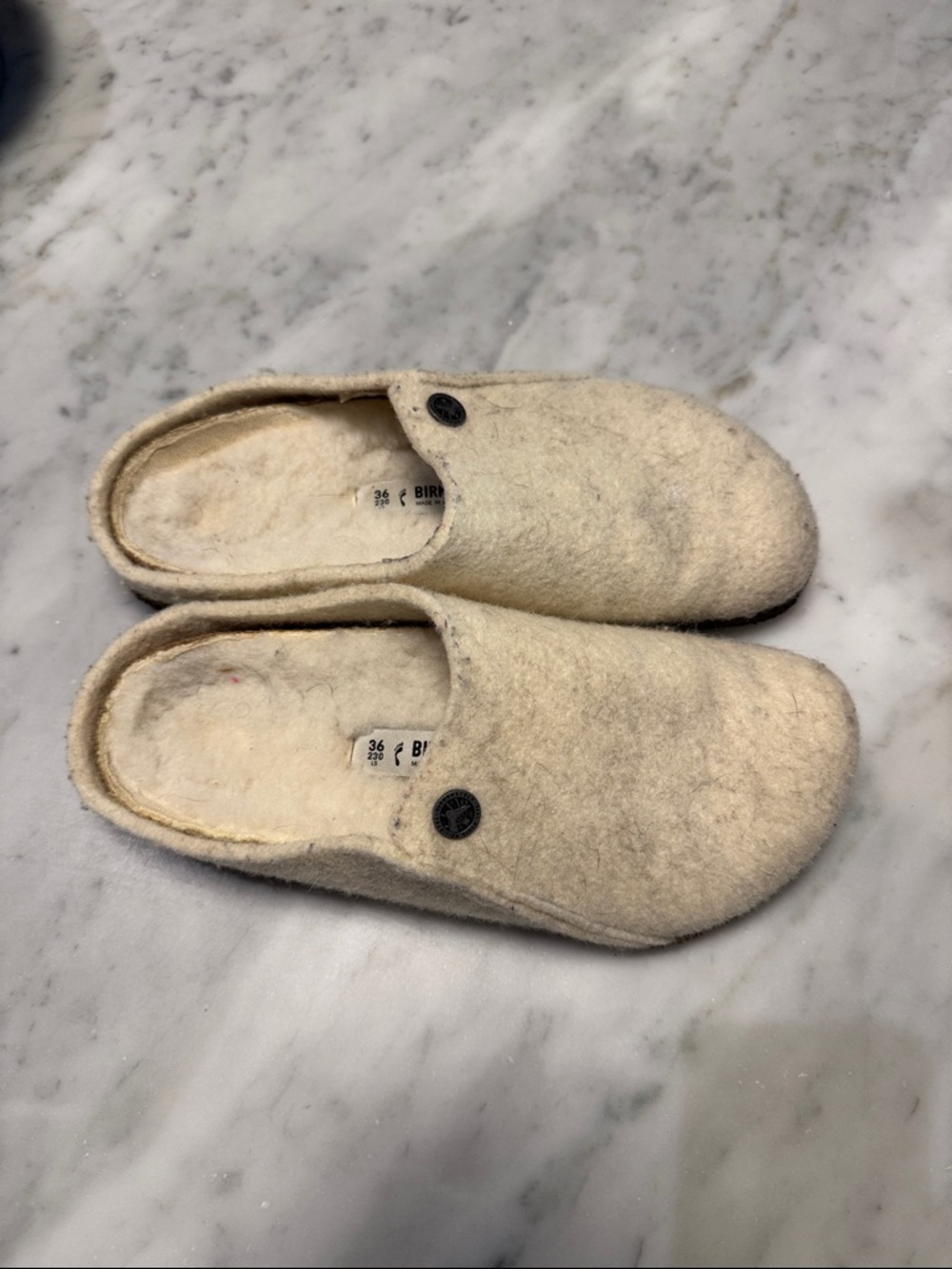 Birkenstock Cream Wool Felt Clog Slippers